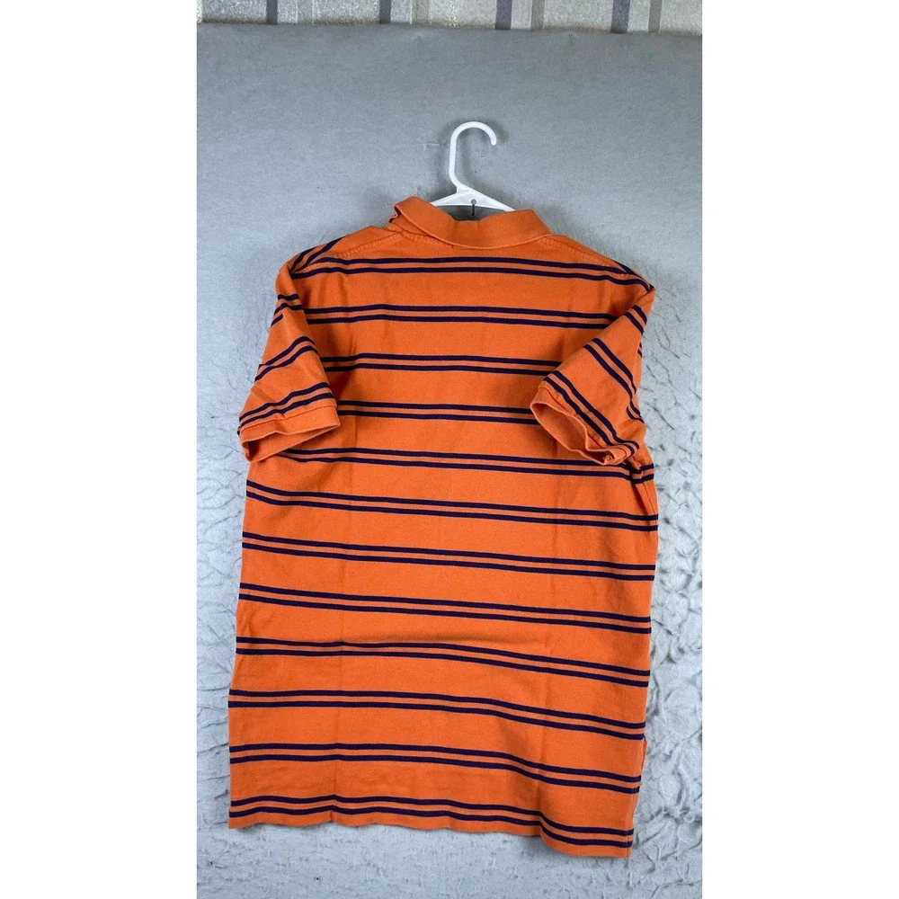Polo Ralph Lauren Polo Shirt Mens Medium Orange Excellent Striped Short Sleeve